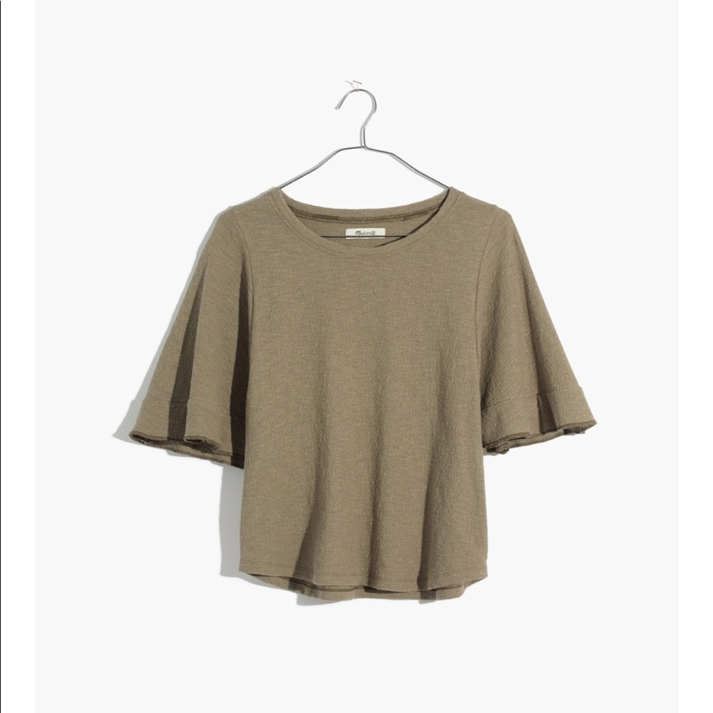 Madewell olive flutter sleeve top